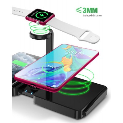 4 In 1 QI Wireless Charger Station For Apple Watch For Airpods For iPhone 8 X XR XS Max 11 XI 10W Fast Wireless Charging Pad