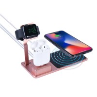 Hot Selling Amazon 3 in 1 Portable 10W Wireless Charging Dock Station for Samsung /iphone /iwatch /Airpods